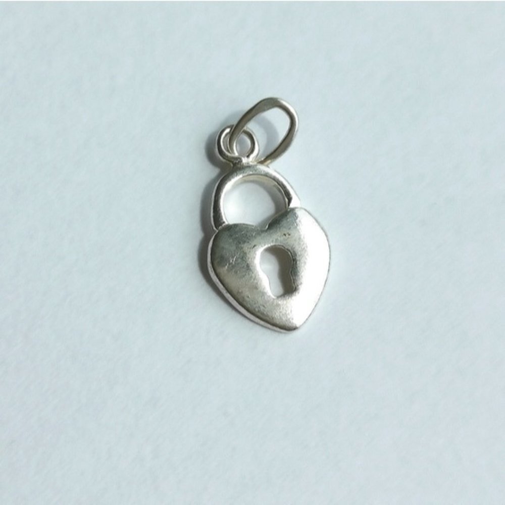 Sterling Silver heart padlock love charm pendant